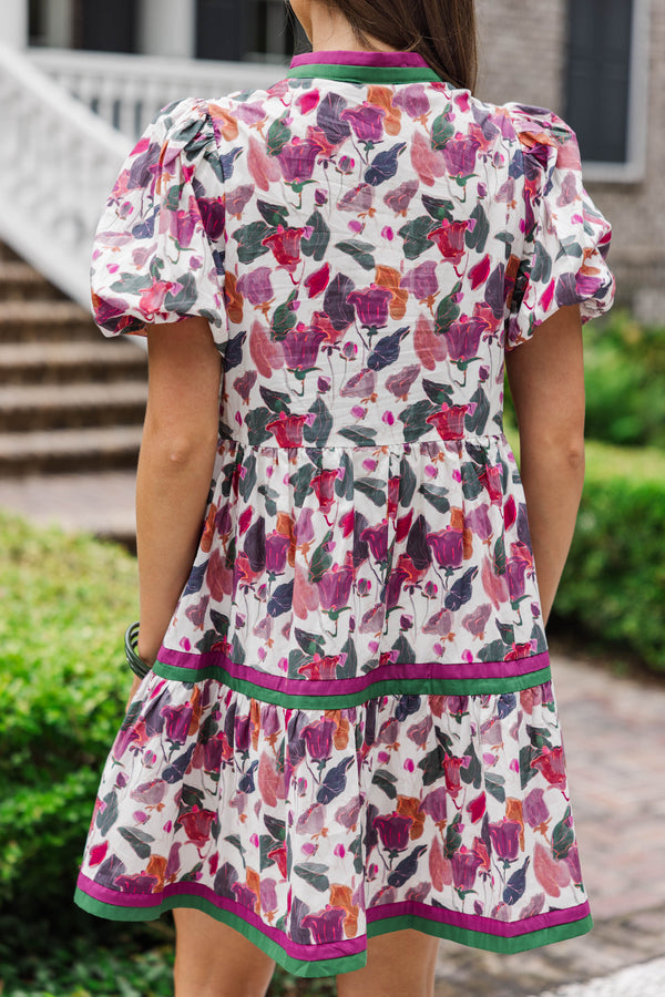 Why Not Now Plum Floral Dress