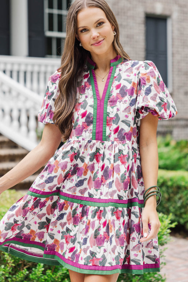 Why Not Now Plum Floral Dress