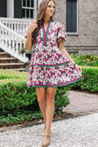 Why Not Now Plum Floral Dress