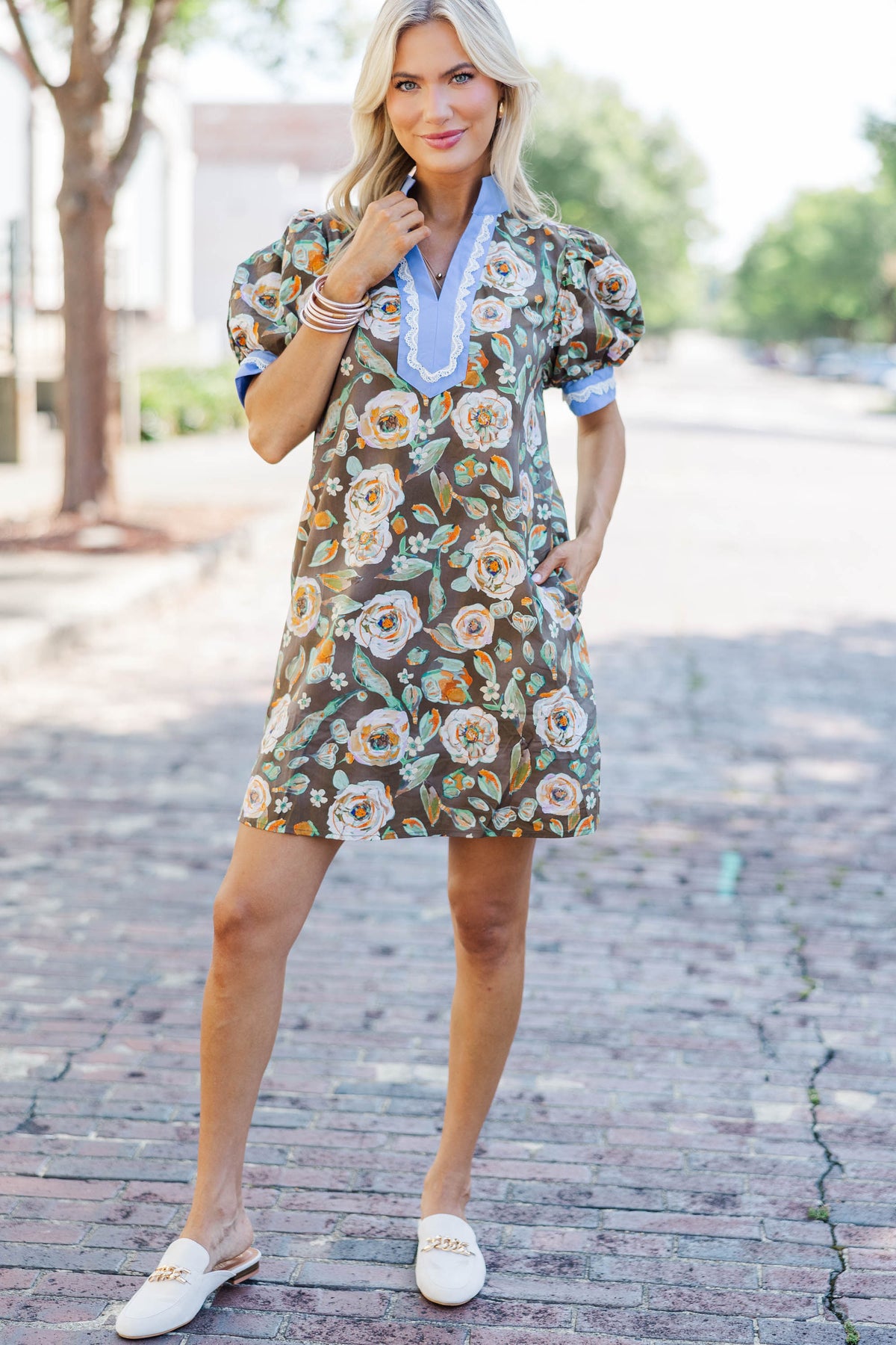 Sweet and Simple Brown Floral Dress – Shop the Mint