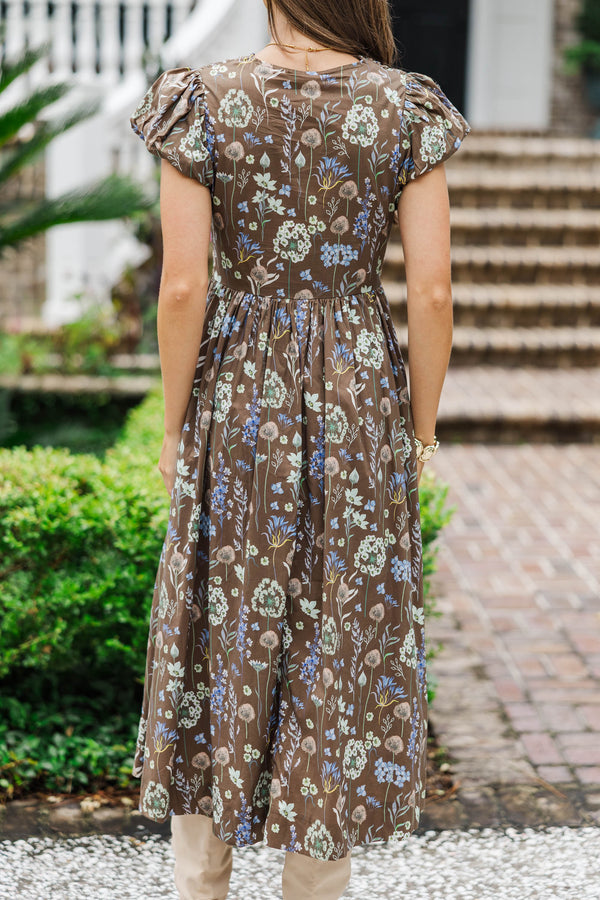 Days Like This Brown Floral Midi Dress