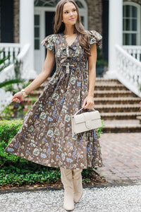 Days Like This Brown Floral Midi Dress