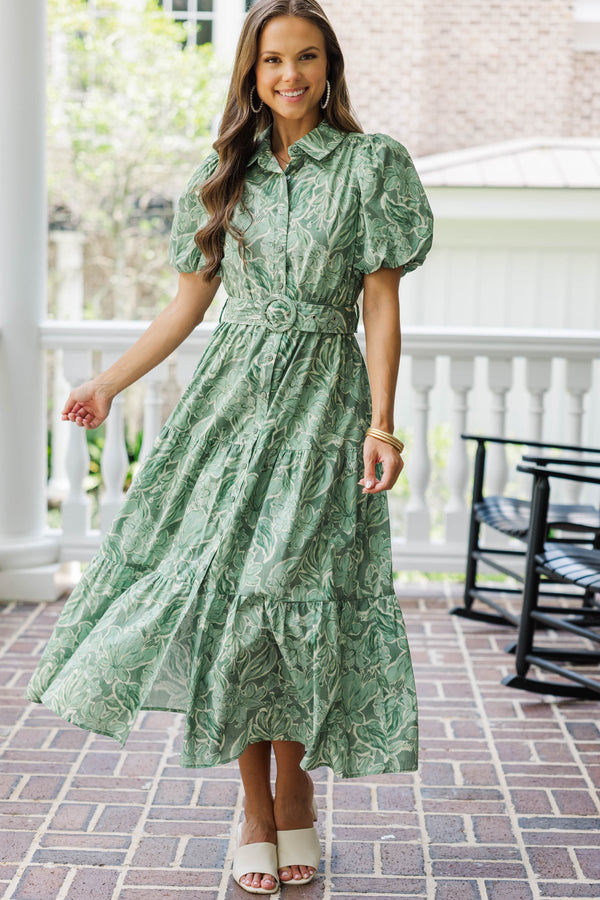 Forever Free Sage Floral Dress