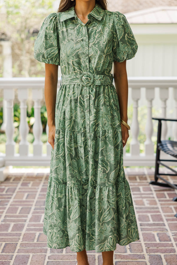 Forever Free Sage Floral Dress