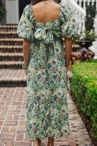 Come Along Olive Floral Dress
