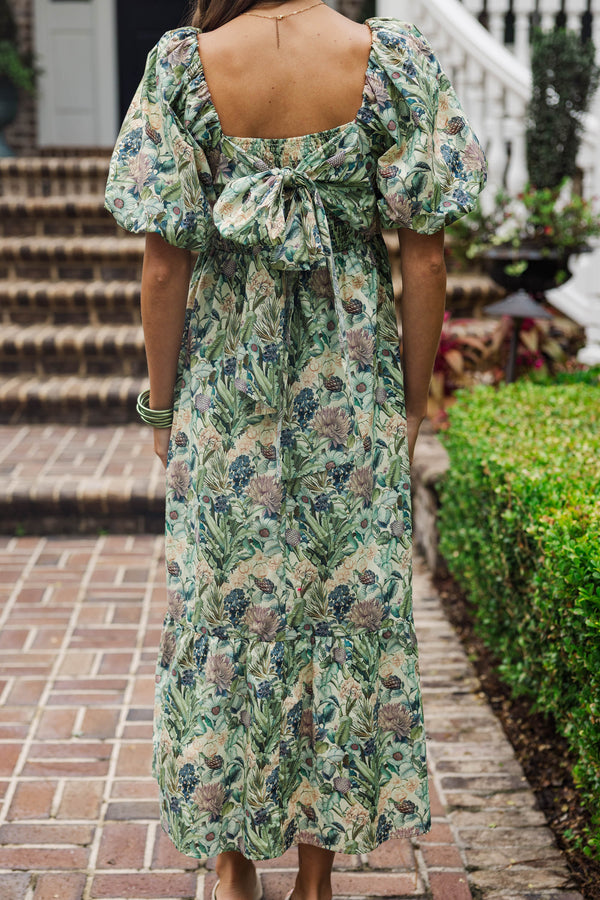 Come Along Olive Floral Dress