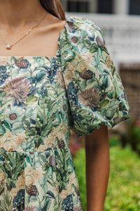 Come Along Olive Floral Dress