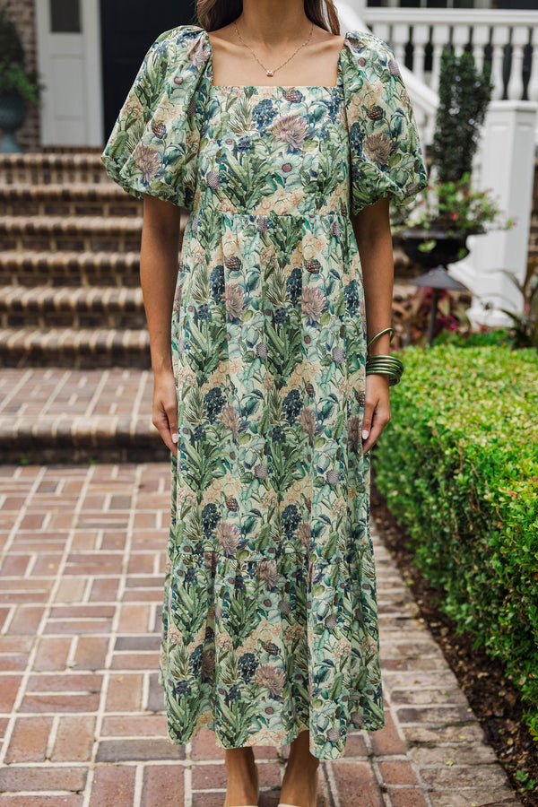 Come Along Olive Floral Dress