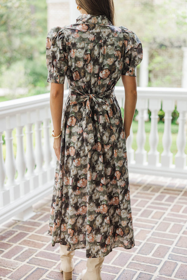 Miss Me Olive Floral Dress