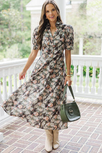 Miss Me Olive Floral Dress