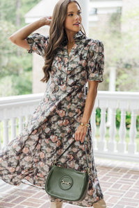 Miss Me Olive Floral Dress