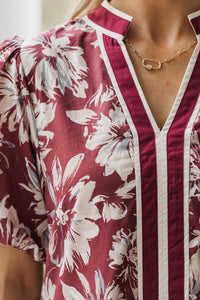 Here She Comes Burgundy Floral Dress