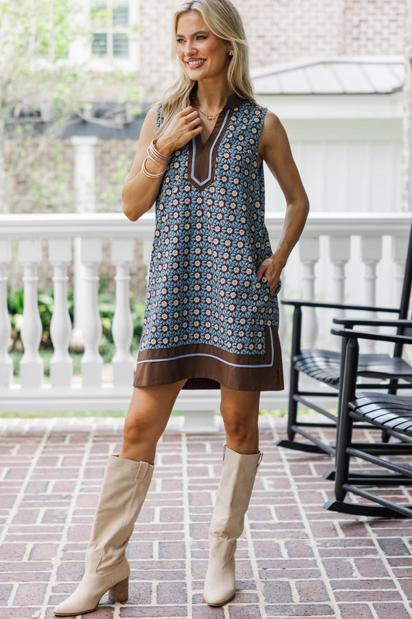 Sunday Bliss Blue Medallion Dress