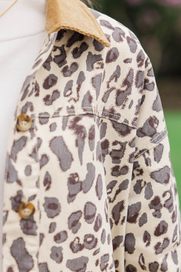 Wild and Free Camel Leopard Print Jacket