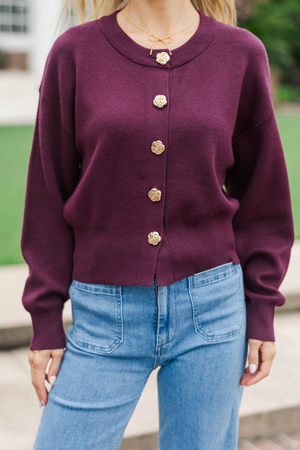 Aim To Inspire Burgundy L/S Cardigan
