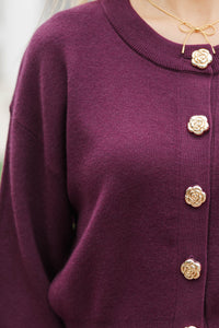 Aim To Inspire Burgundy L/S Cardigan