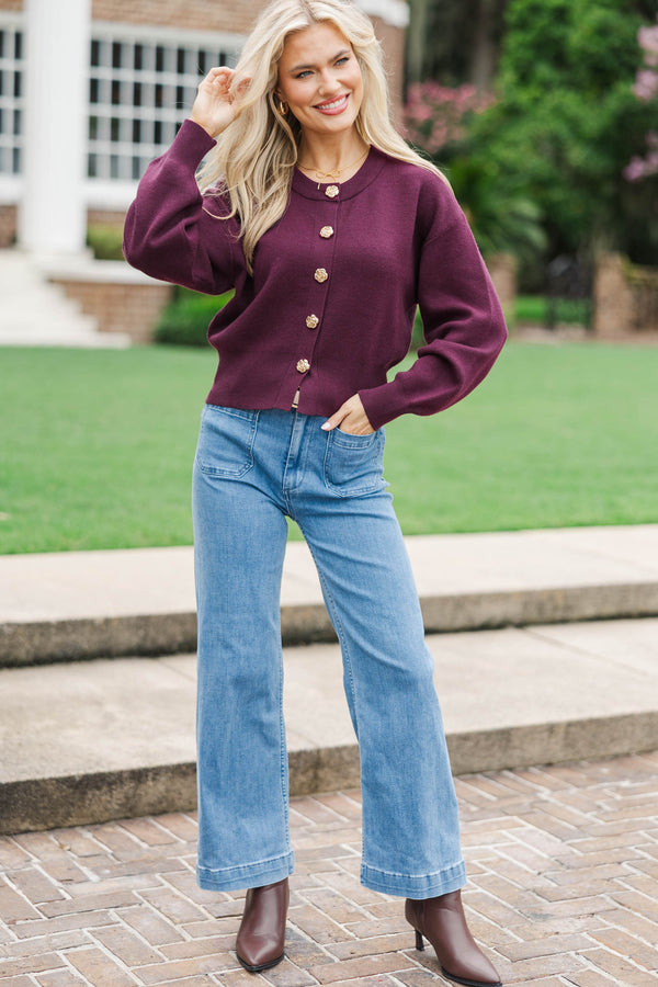 Aim To Inspire Burgundy L/S Cardigan