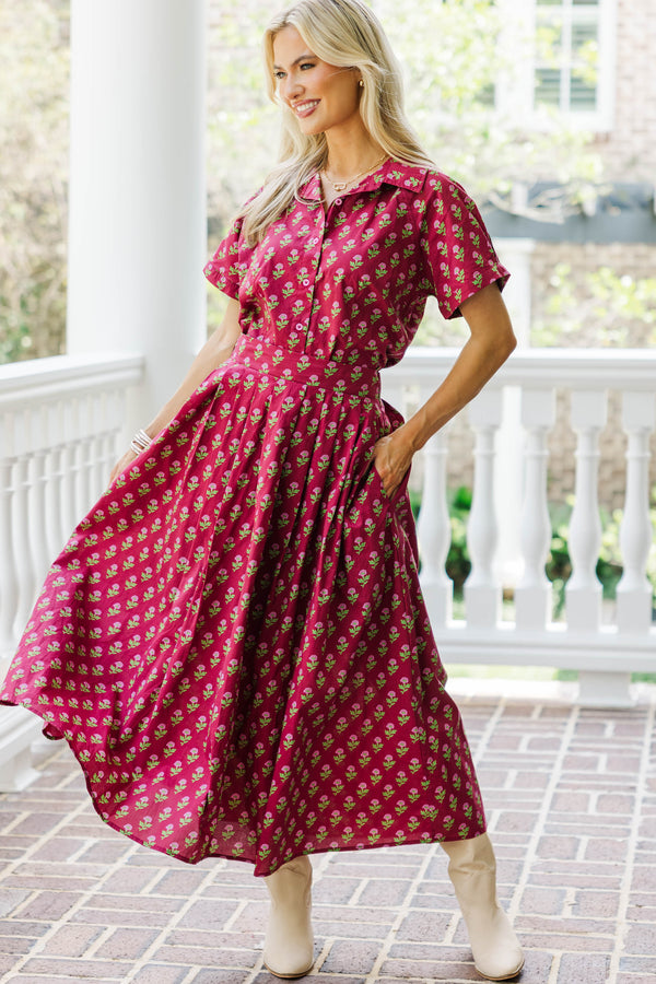 With The Wind Burgundy Medallion Skirt