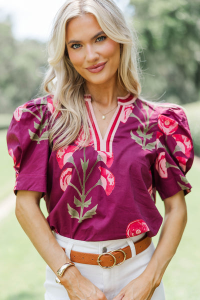 しばさきちゃん着用 vintage flower blouse Petal and Poise Burgundy Floral Blouse – Shop the Mint