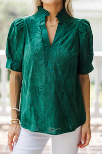 You Got Me Green Puff Sleeve Blouse