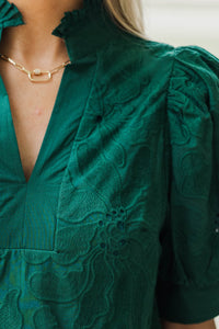 You Got Me Green Puff Sleeve Blouse