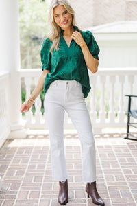 You Got Me Green Puff Sleeve Blouse