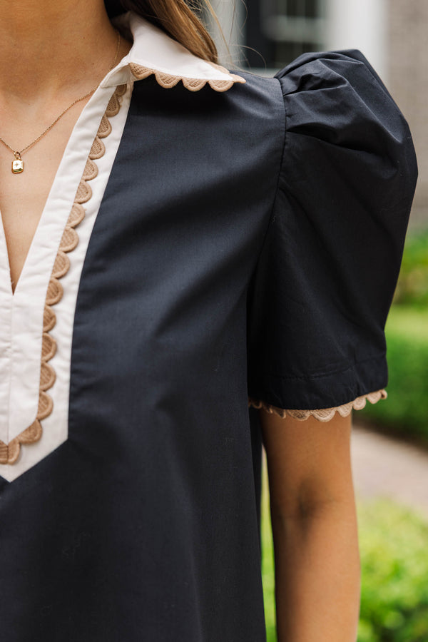 Easy Breezy Black Collared Blouse