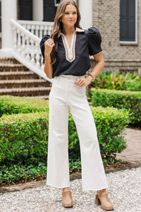 Easy Breezy Black Collared Blouse