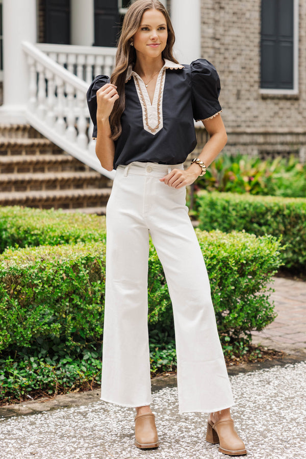 Easy Breezy Black Collared Blouse