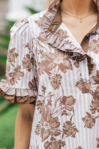 Fun of the Chase Brown Floral Blouse