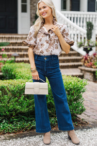 Fun of the Chase Brown Floral Blouse