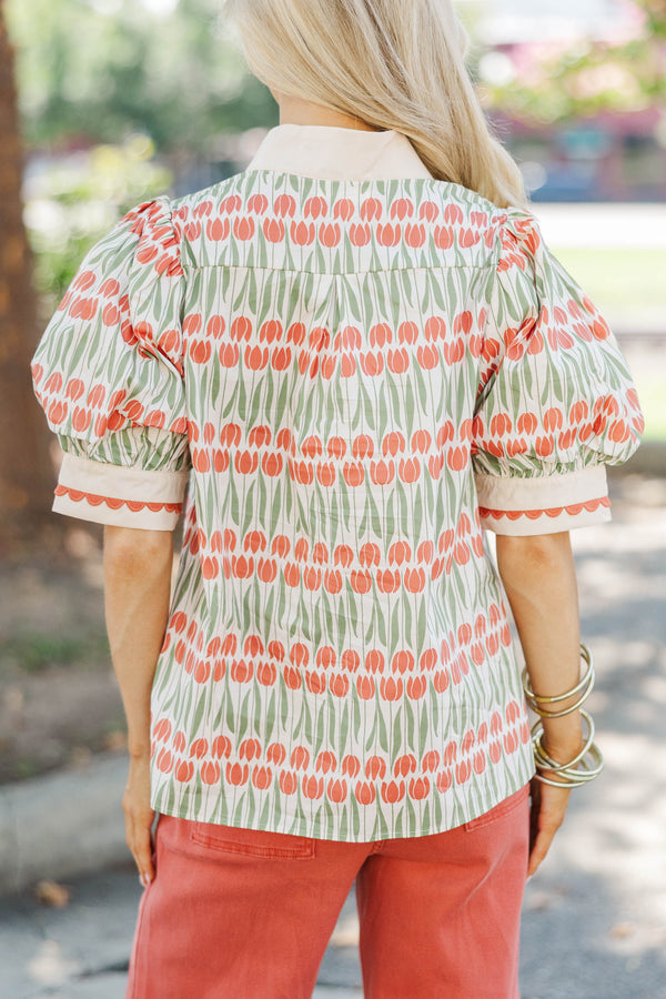 Why Wait White Floral Puff Sleeve Blouse