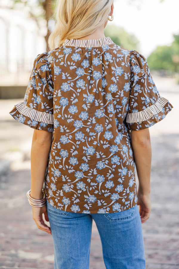 In My Memories Brown Floral Bouse