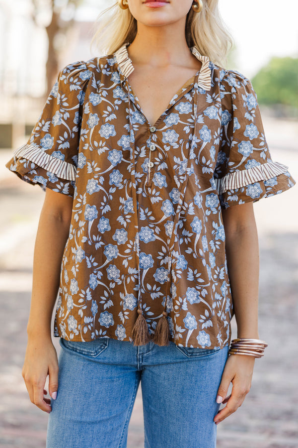 In My Memories Brown Floral Bouse
