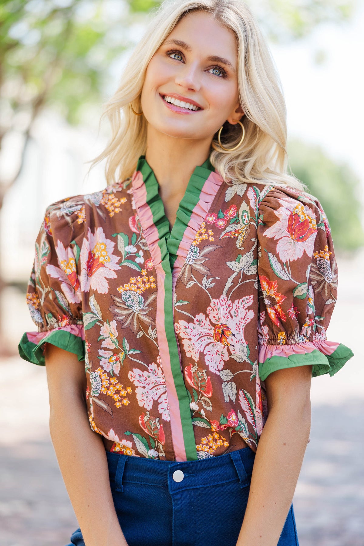 Find Time Brown Floral Blouse – Shop the Mint
