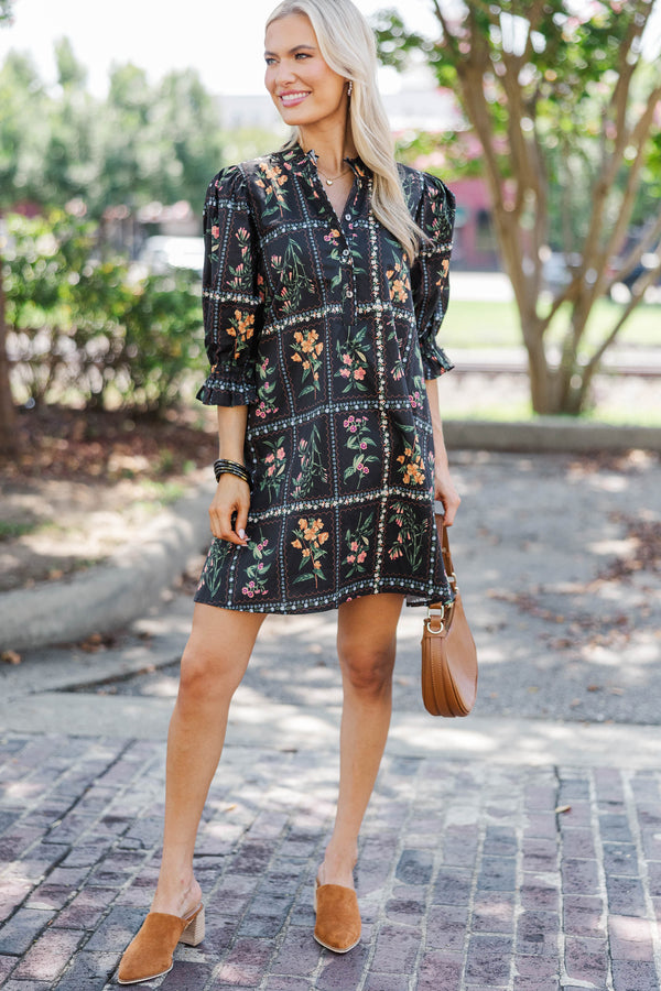 So Devine Black Floral Dress