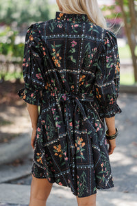 So Devine Black Floral Dress