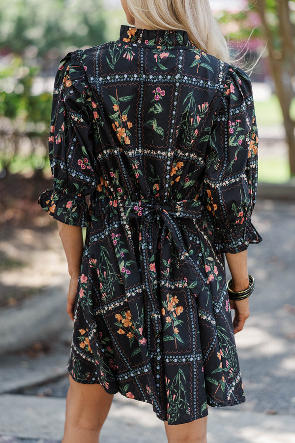So Devine Black Floral Dress