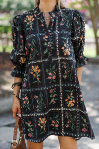 So Devine Black Floral Dress