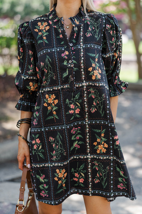 So Devine Black Floral Dress