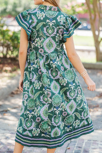 In Bloom Green Floral Midi Dress