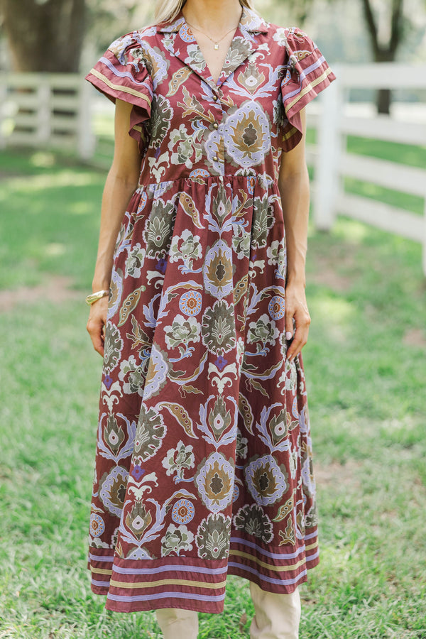 In Bloom Red Floral Midi Dress