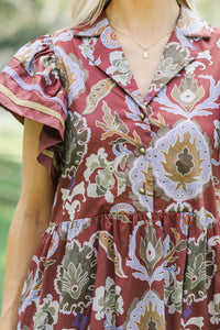 In Bloom Red Floral Midi Dress