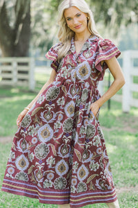 In Bloom Red Floral Midi Dress