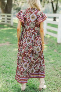 In Bloom Red Floral Midi Dress