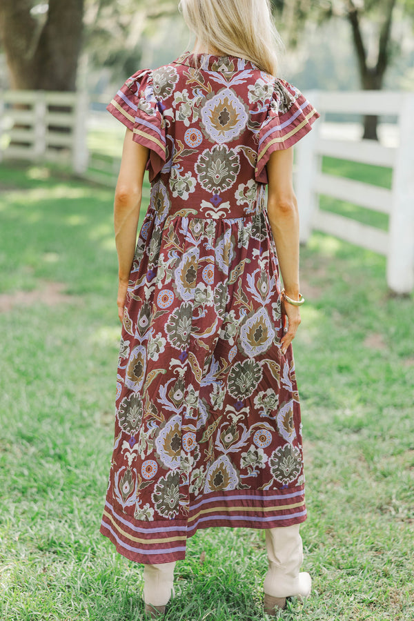 In Bloom Red Floral Midi Dress