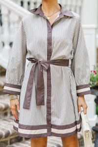 Golden Days Brown Striped Dress