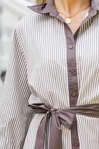 Golden Days Brown Striped Dress