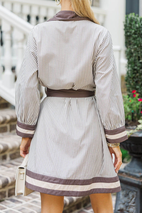 Golden Days Brown Striped Dress