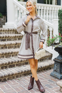 Golden Days Brown Striped Dress